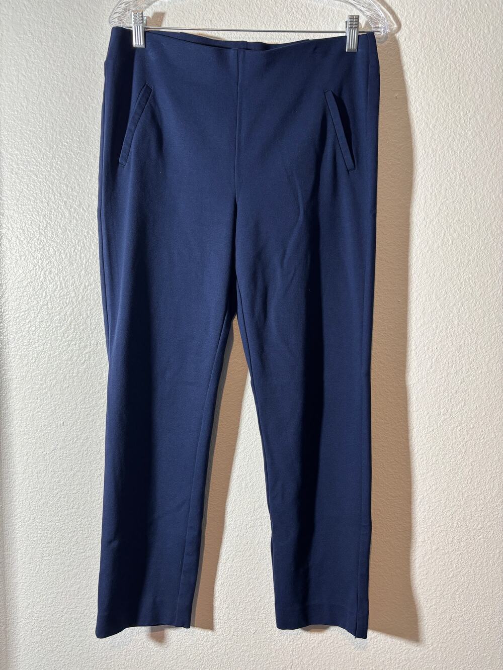 Chico's Size 1.5 Short (US 10) Navy Blue Stretch Ponte Knit Straight Leg Pants